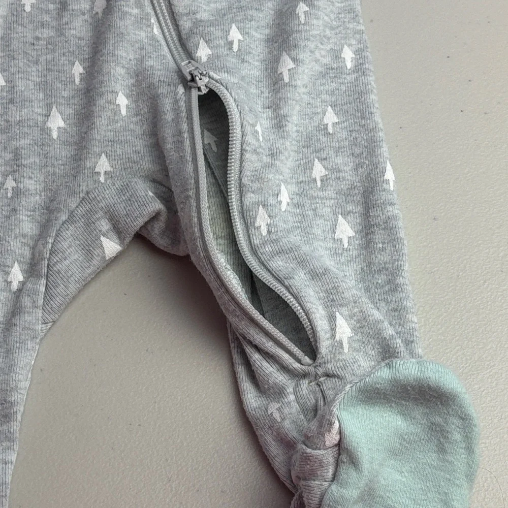 Gray and Mint Christmas Pine Tree Baby Onesie